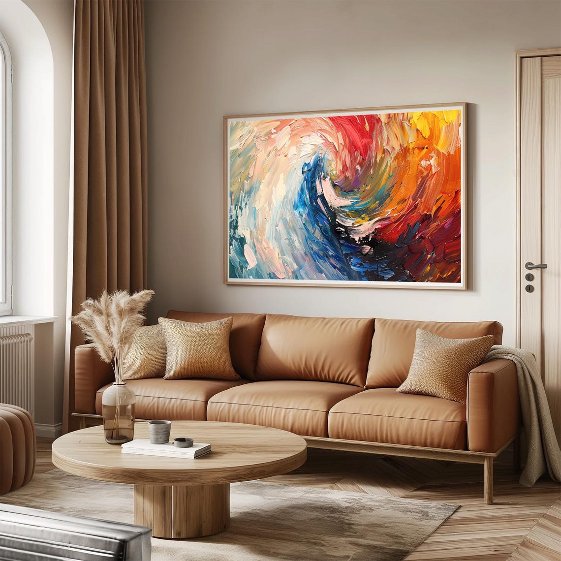 Rainbow Swirl Modern Abstract Painting Wall Art Print Frame Tv Art Tv - Image 3