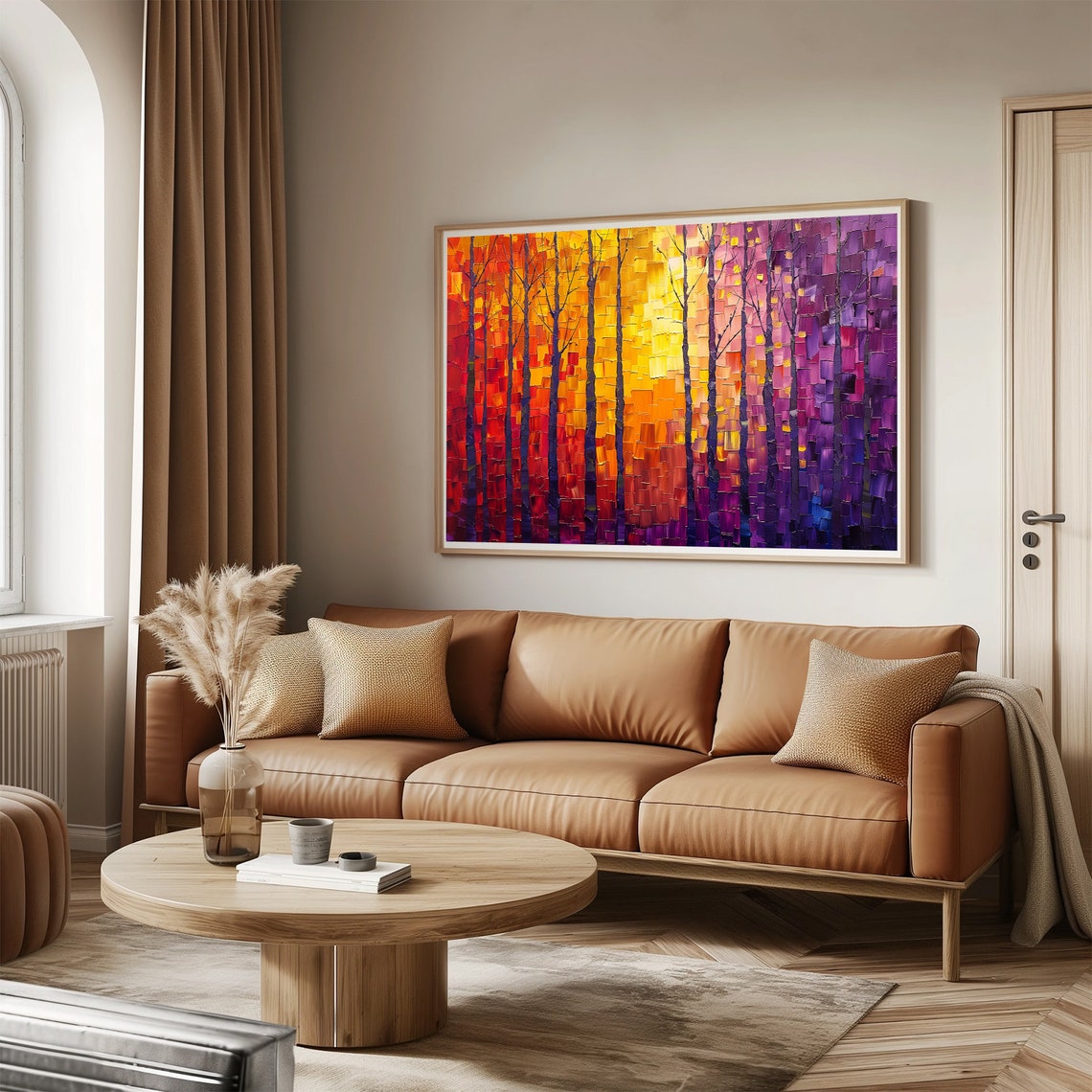 Impasto Forest Sunset Gradient Trees Modern Abstract Painting Wall Art - Image 3