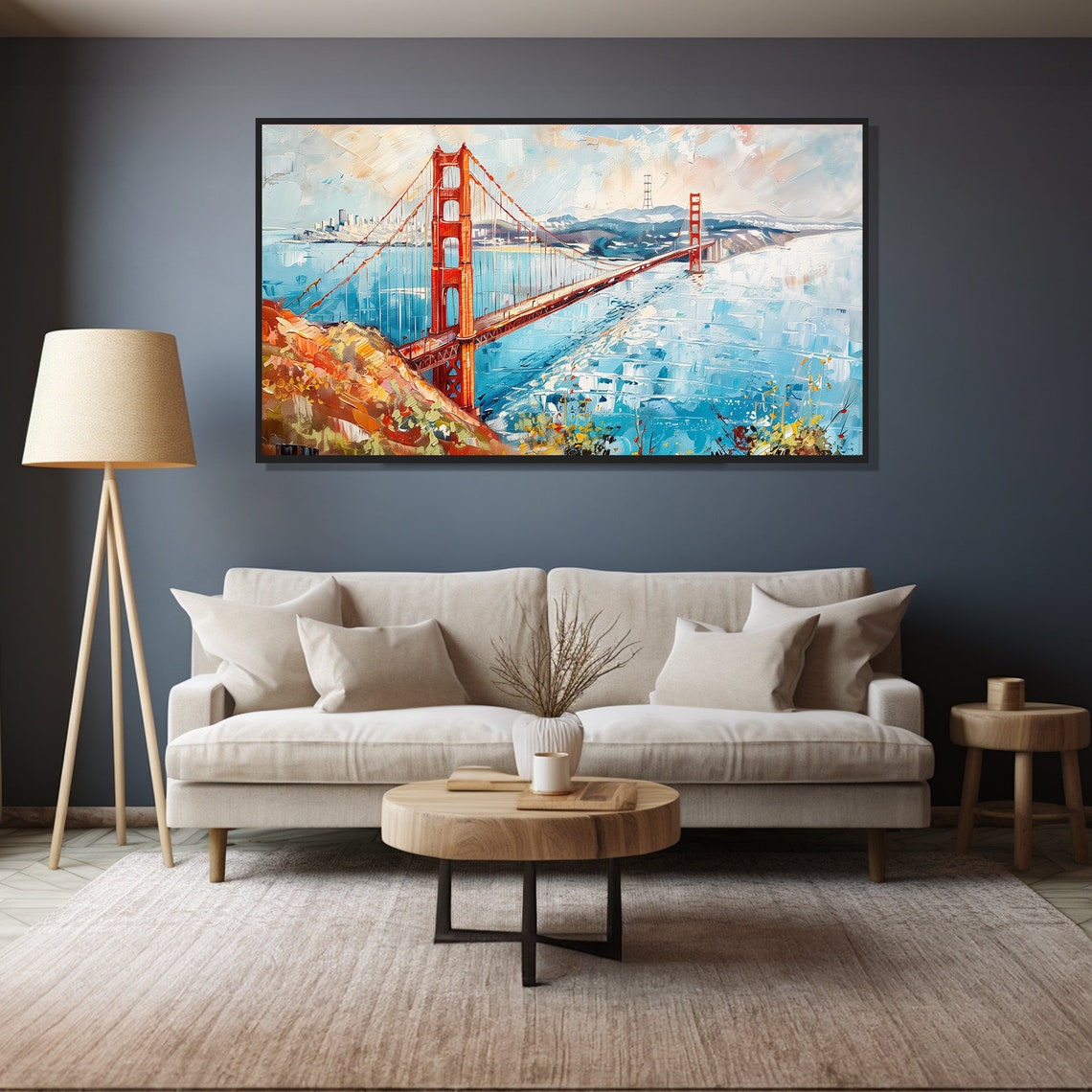 Golden Gate Bridge Modern Abstract Painting Wall Art Print Frame Tv Art Tv - Image 4