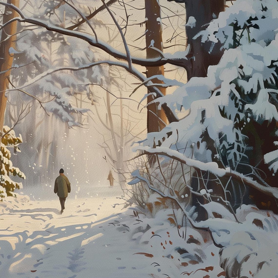 Snowy Forest Walk Winter Snow Morning Sunlight Landscape Poster - Image 6