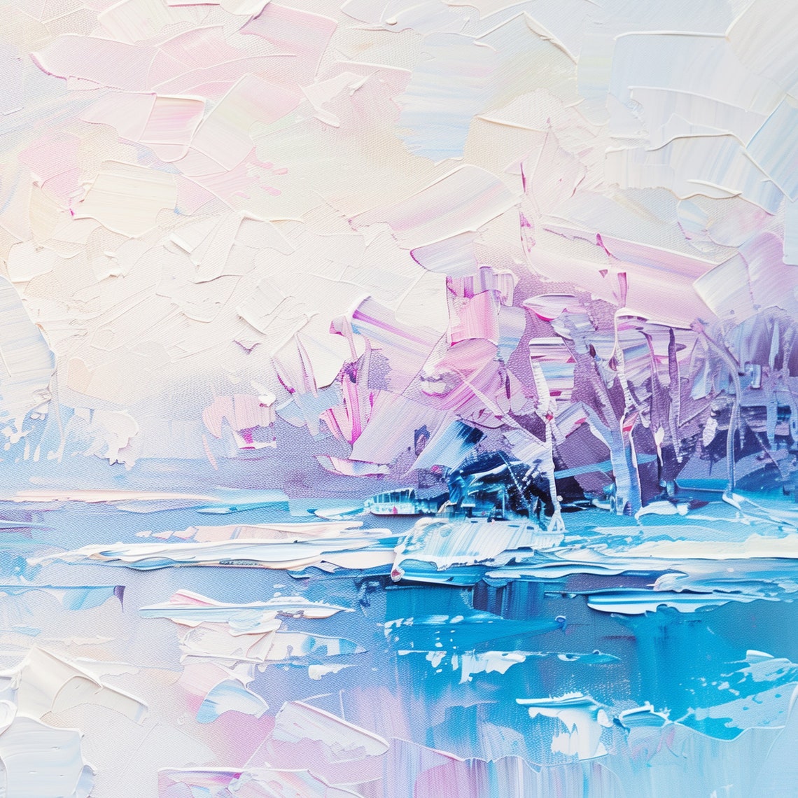 Frozen Lake Modern Abstract Painting Wall Art Print Frame Tv Art Tv - Image 6