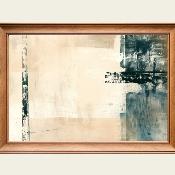 Gestural Beige Modern Abstract Painting Wall Art Print Frame Tv Art Tv