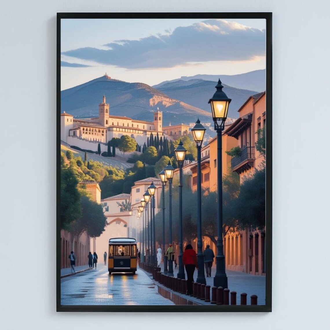 Granada Spain Wall Art Print Impressionist Urban Tram Cityscape Highres