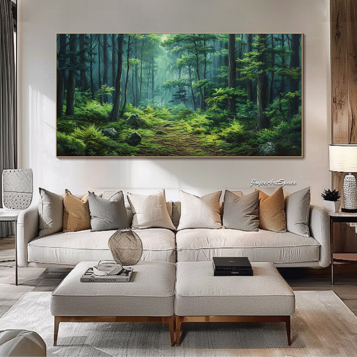 Abstract Forest Oil Painting, Green Landscape Art Print - Image 2