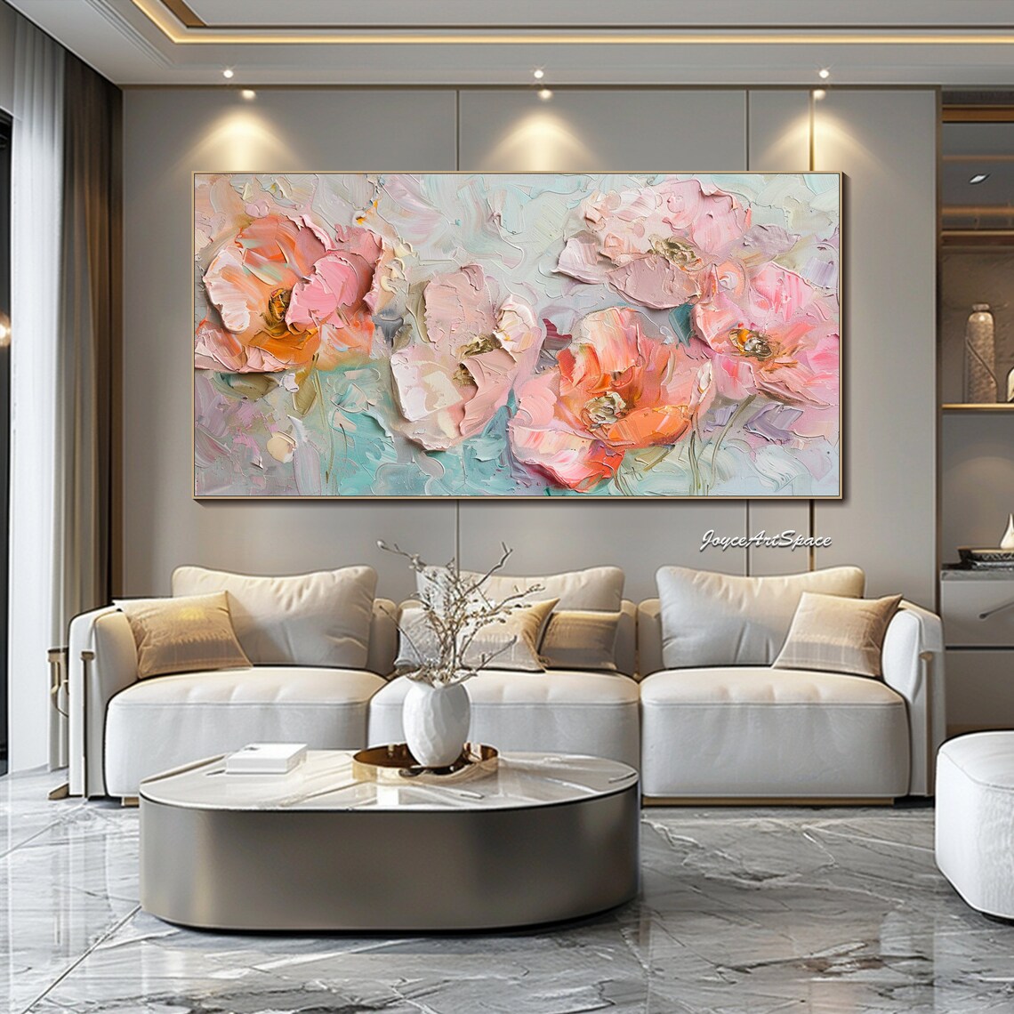 Abstract Textured Flower Painting, Boho Floral Art Print - Image 3