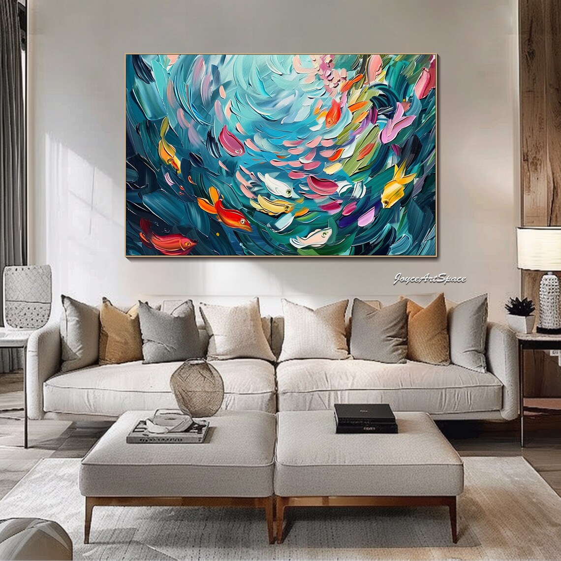 Abstract Fish Oil Painting, Boho Ocean Wall Art Print - Image 3