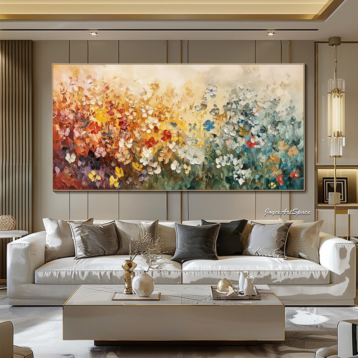 Abstract Floral Oil Painting, Bedroom Wall Art Print - Image 5