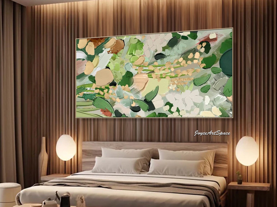 Soft Green Botanical Foliage Abstract 3D Textured Nature Art Poster - Image 3