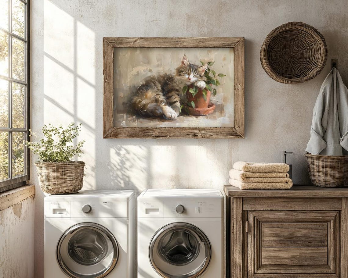 Sleeping Fluffy Kitten Resting Its Paw on a Terracotta Pot Poster - Image 2