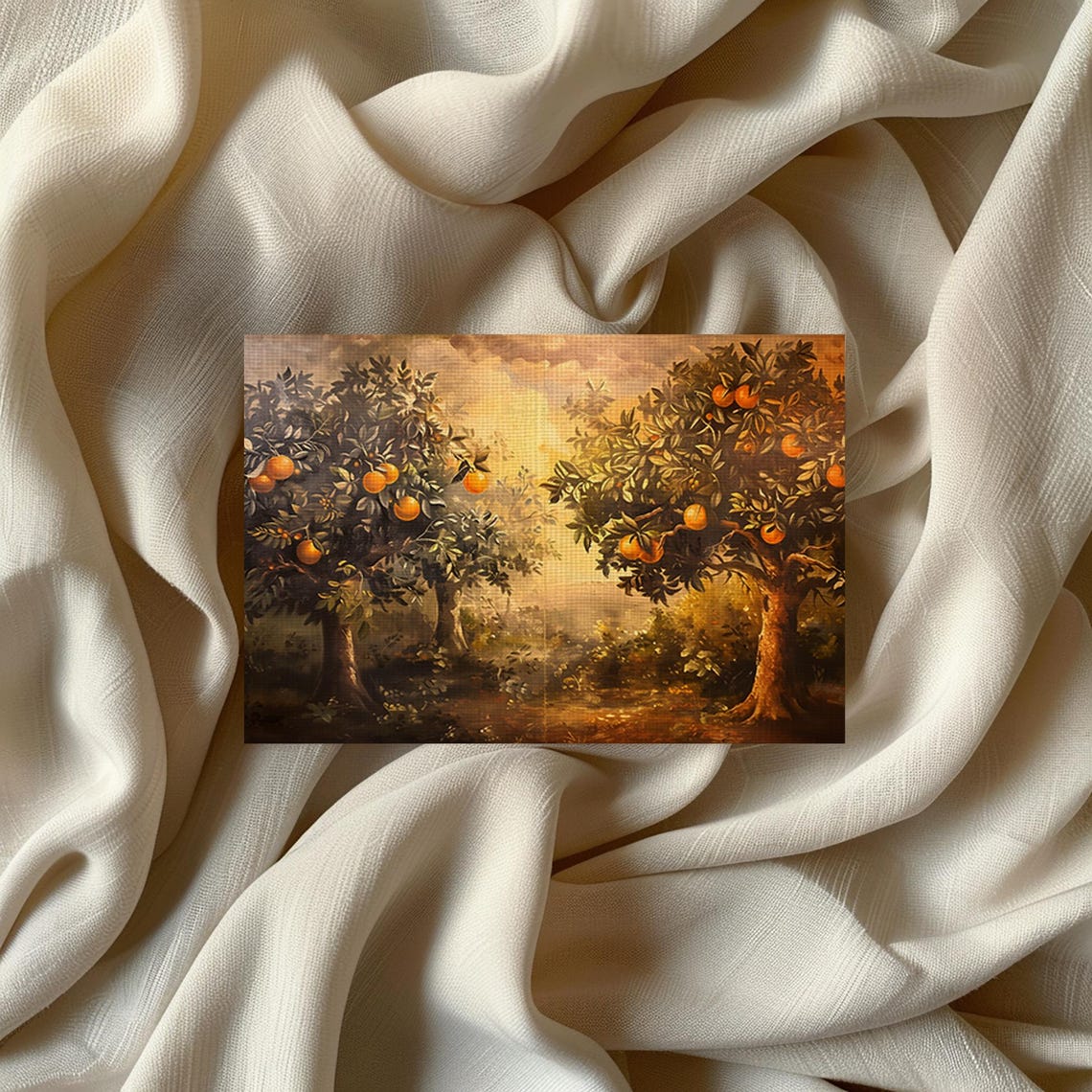 Orange Grove Orchard Painting With Warm Citrus Landscape Glow Poster - Image 2