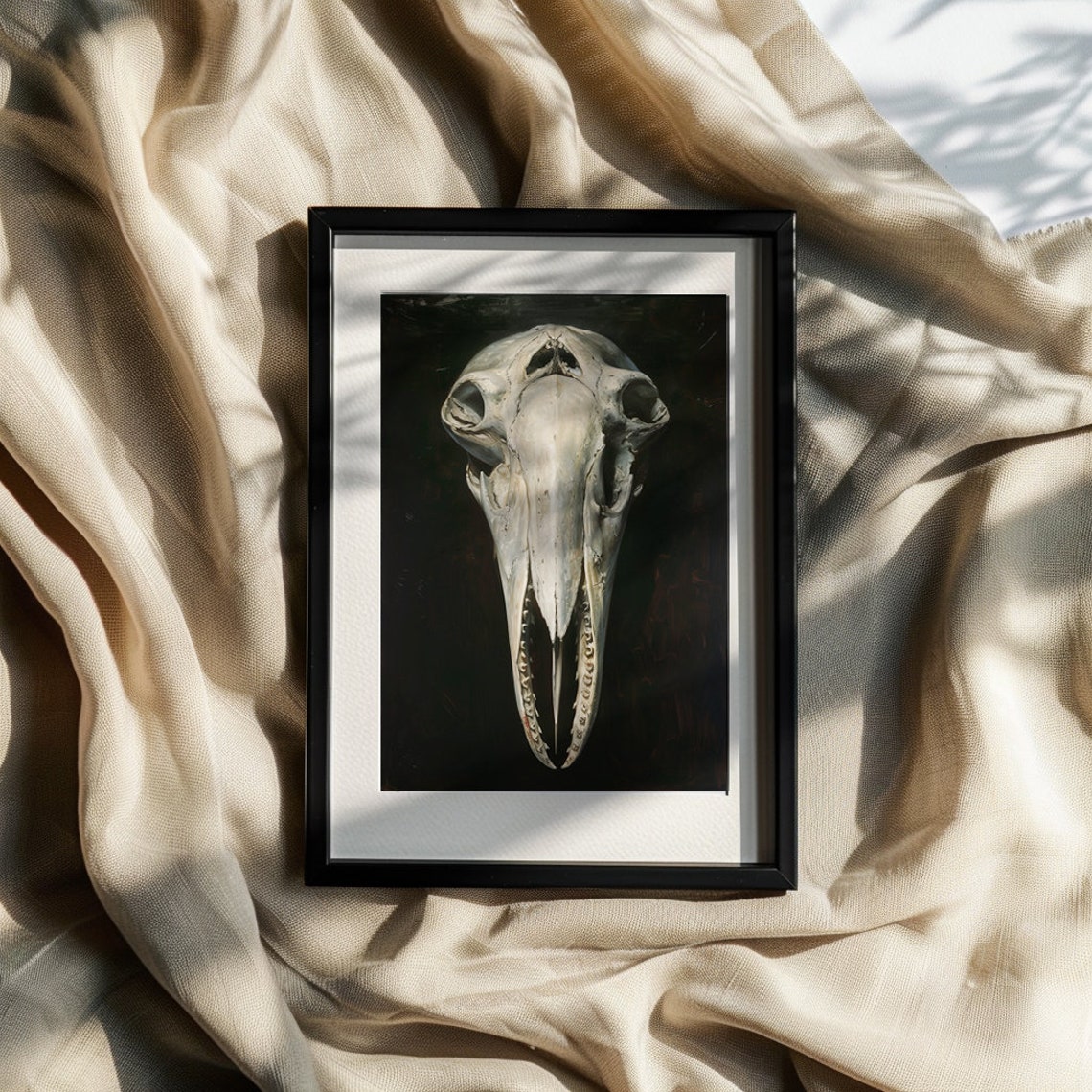 Humpback Whale Skull on Black Background Gothic Moody Poster - Image 2