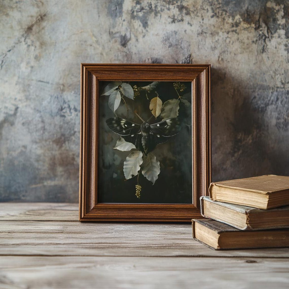 Large Dark Moody Moth On Bare Branches Gothic Dark Academia Poster - Image 2