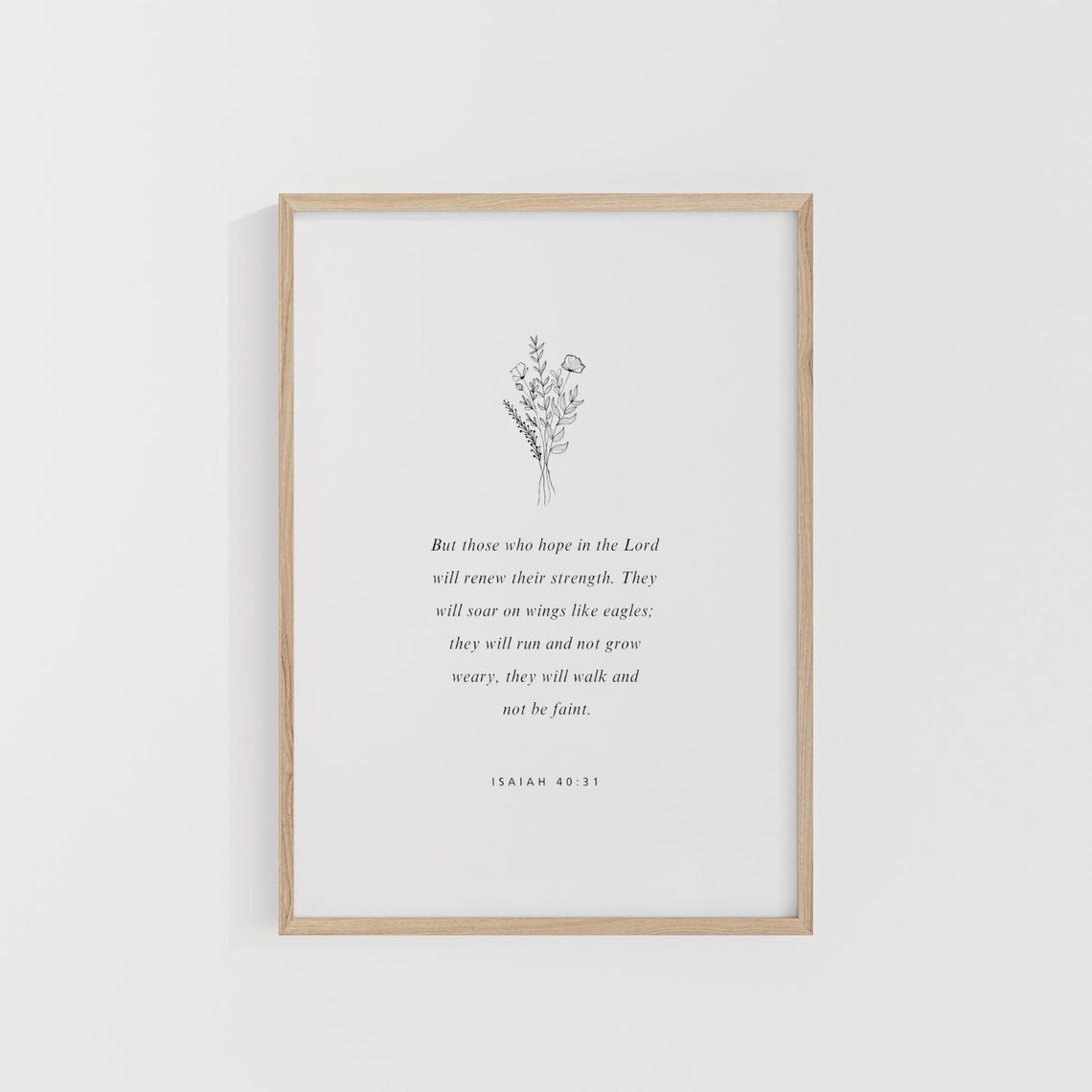 Isaiah 40 31 Wildflower Sketch Minimal Botanical Scripture Poster
