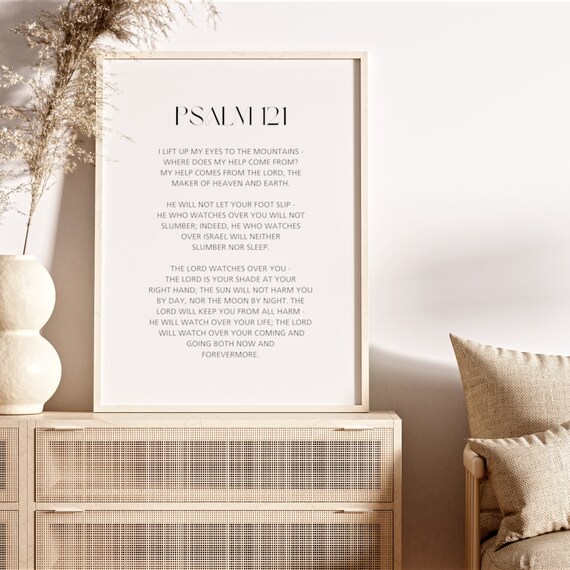 Psalm 121 I Lift Up My Eyes To The Mountains Bible Verse Wall Art