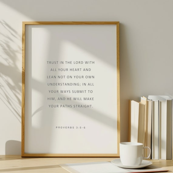 Proverbs 356 Trust In The Lord With All Your Heart Scripture Wall Art Bible Verse Modern Christian Poster