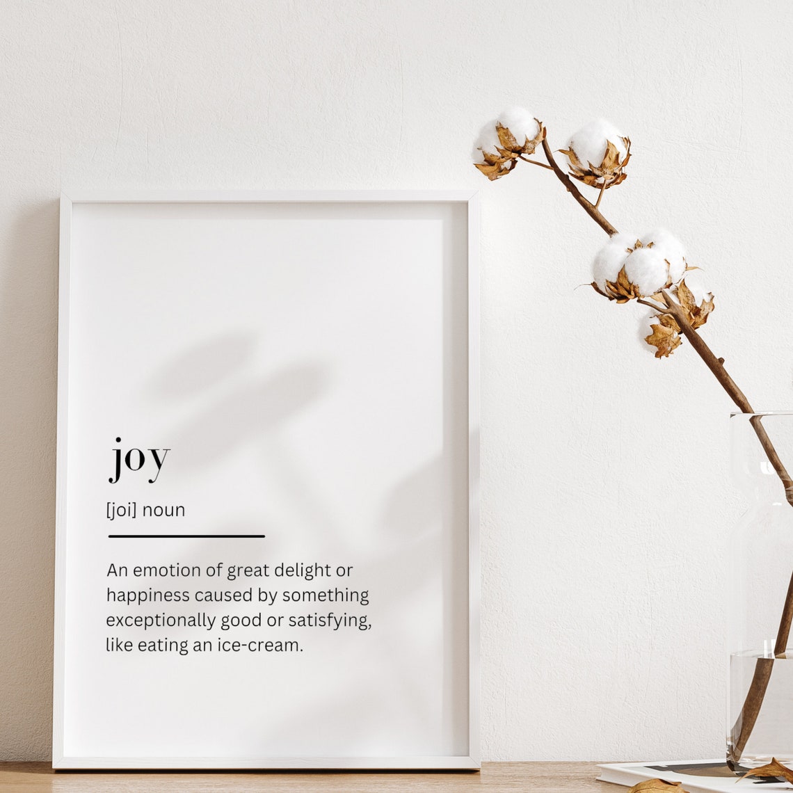 Joy Definition Dictionary Style Minimalist Happiness Quote Print