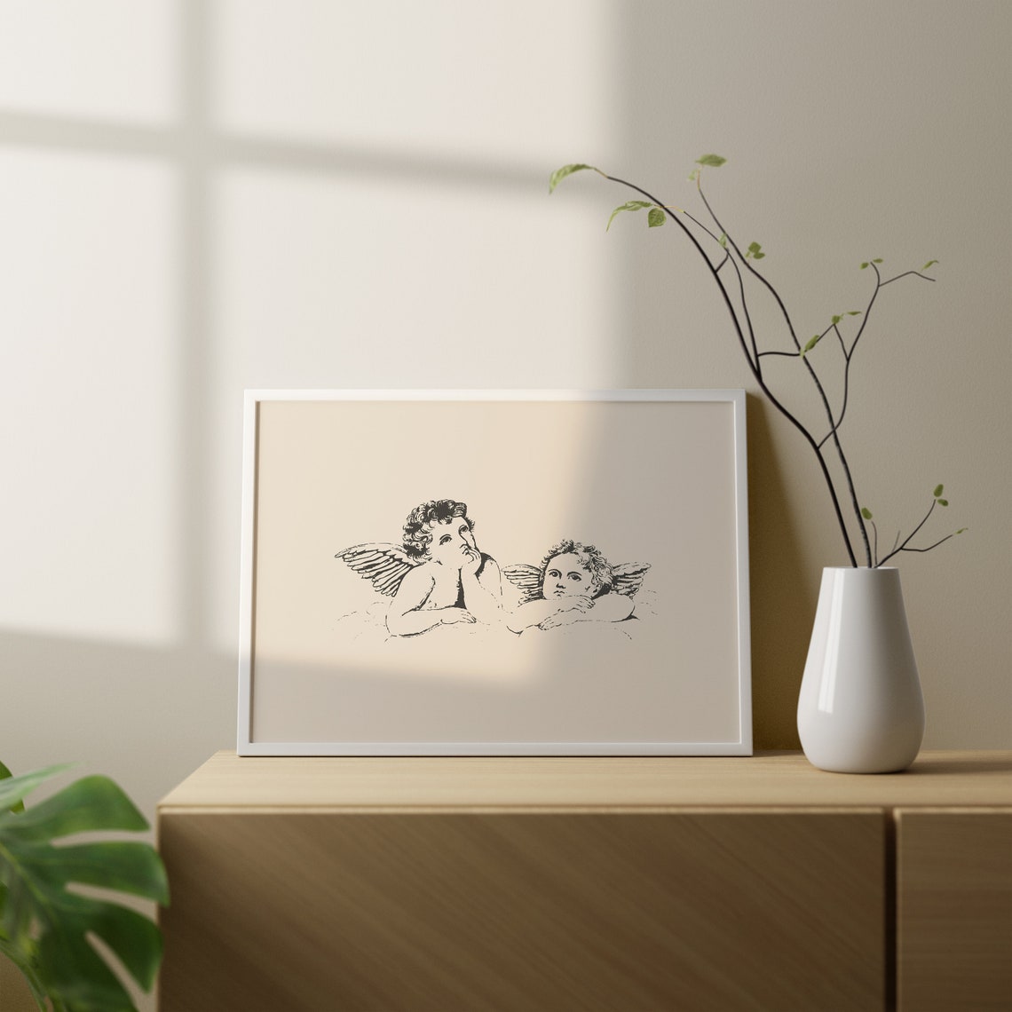 Two Cherubs Resting Vintage Angel Drawing Antique Romantic Art Poster - Image 5