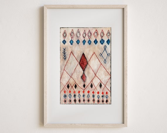 Moroccan Rug Print Eclectic Wall Decor Moroccan Decor Wall Art Abstract Abstract Art Moroccan Rug Art Neutral Eclectic Decor