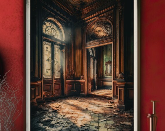 Abandoned Ornate Mansion Interior Dark Spooky Haunted Wall Art