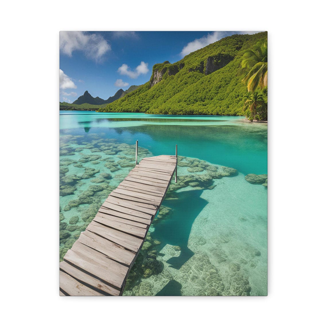 Wooden Dock Over Crystal Clear Turquoise Tropical Water Poster