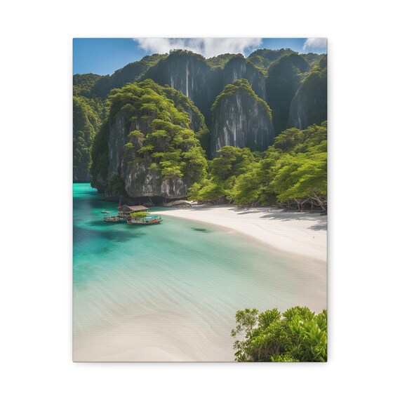 Tropical Island Beach Limestone Cliffs Turquoise Bay Seascape Poster