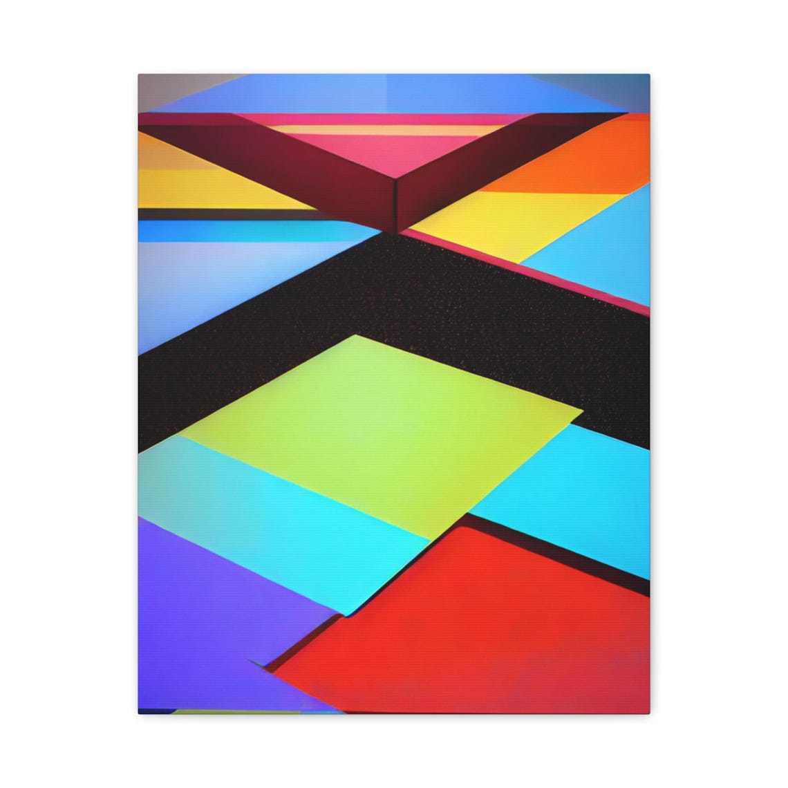 Bold Neon Geometric Abstract Overlapping Color Blocks Modern Wall Art