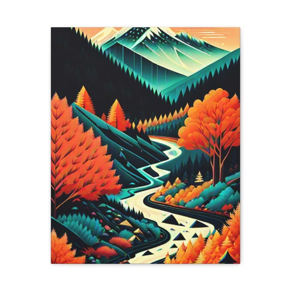 Mountain River Matte Canvas Art Print Modern Home Decor
