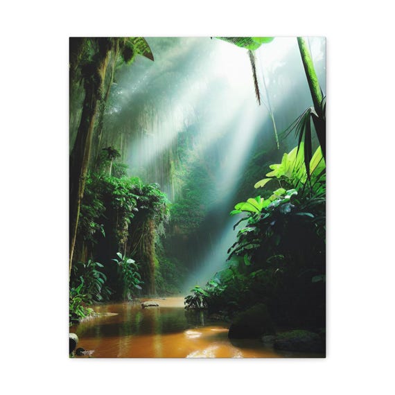 Jungle River Canvas Art Print Tropical Rainforest Home Decor