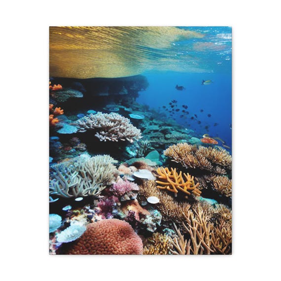 Coral Reef Canvas Wall Art Ocean Underwater Scene Modern Home Decor