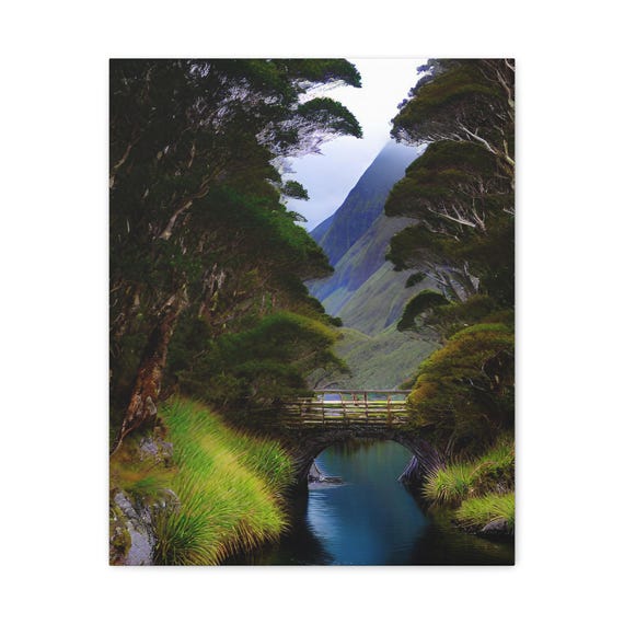 Mountain Bridge Canvas Wall Art Modern Home Decor