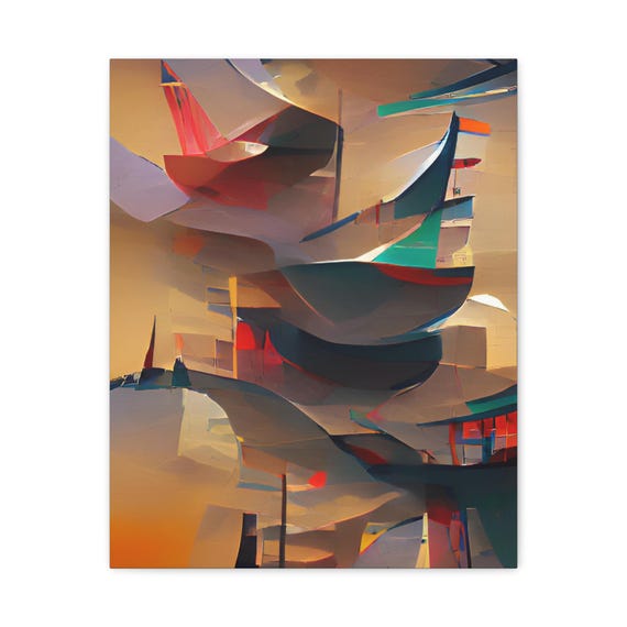 Abstract Sailboats Matte Canvas Art Print Modern Home Decor