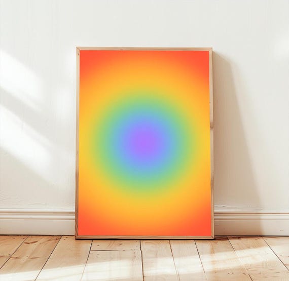 Aura Print No16 Rainbow Aura Trendy Wall Art Aesthetic Room Decor Gradient Art Print Spiritual Poster