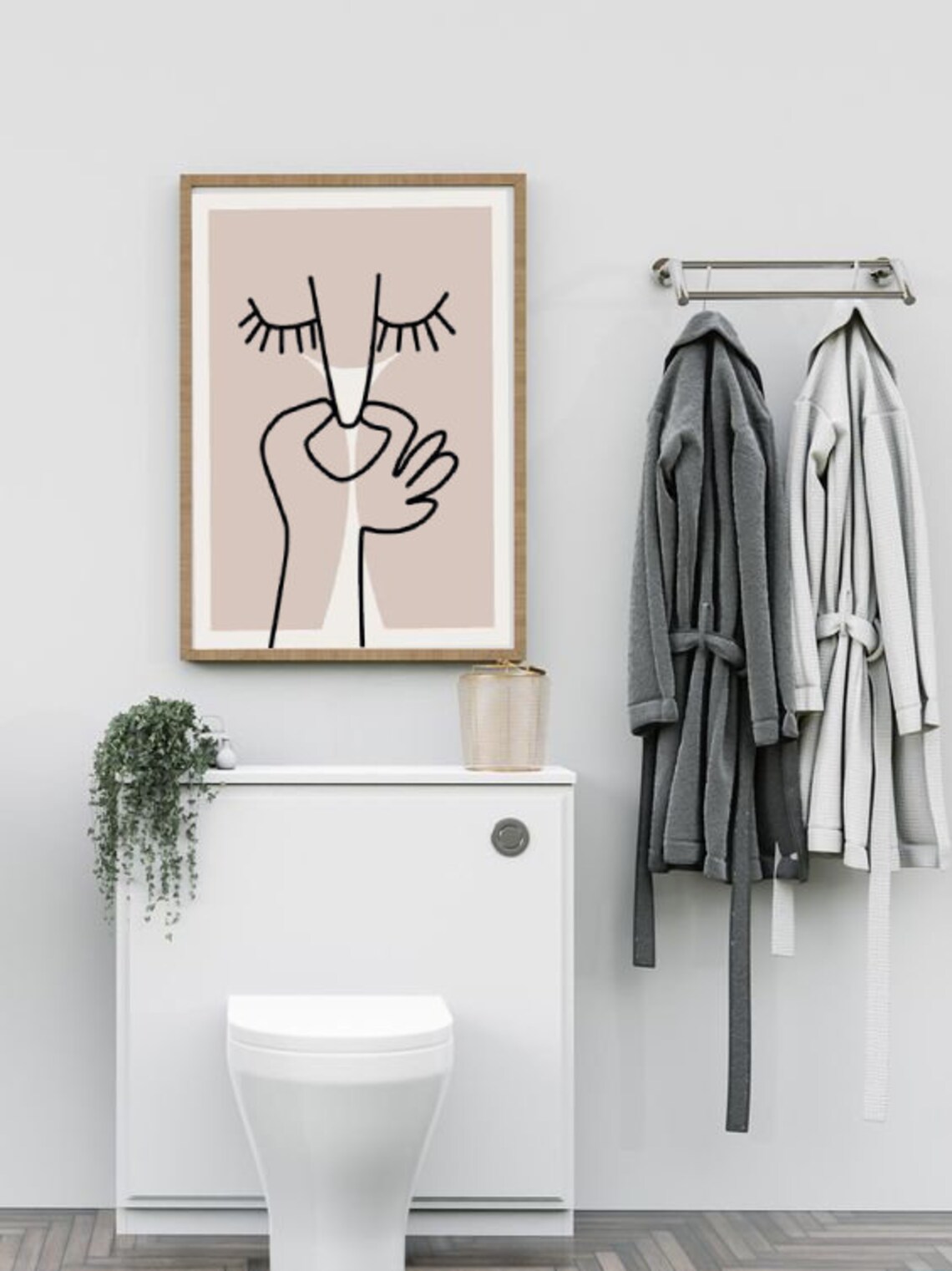 Abstract Line Art Face Closed Eyes Minimalist Pink Blush Poster