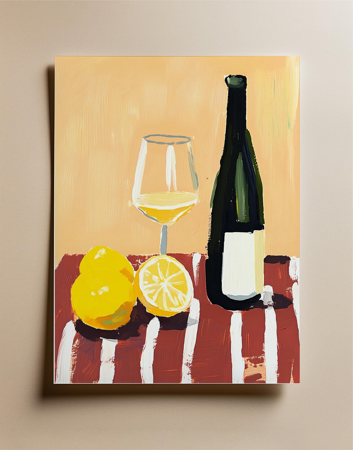 Wine Bottle and Lemons Still Life Art Print