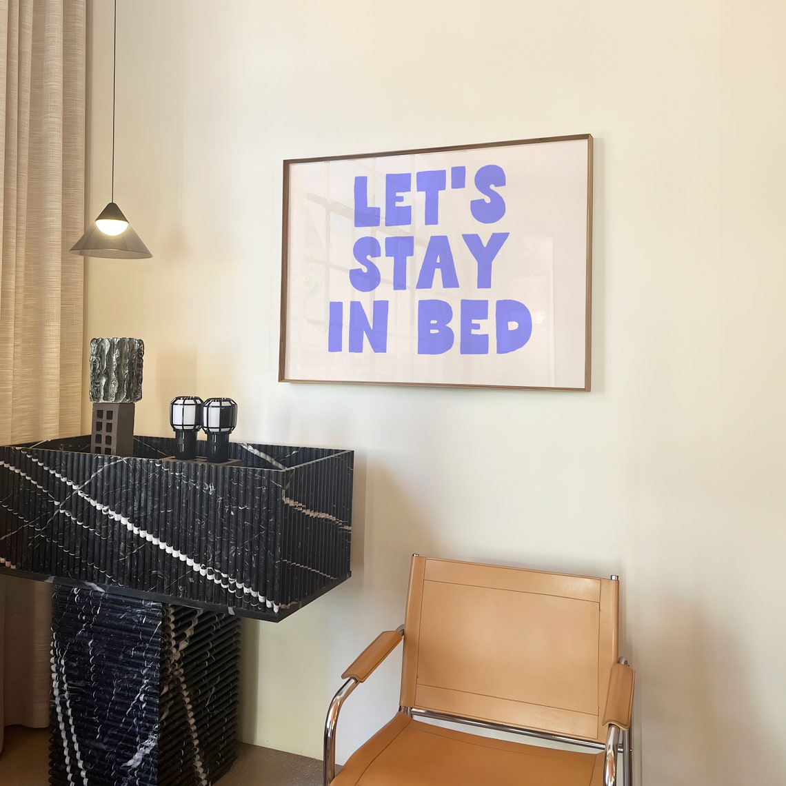 Let's Stay in Bed Purple Bold Typography Statement Quote Poster - Image 4