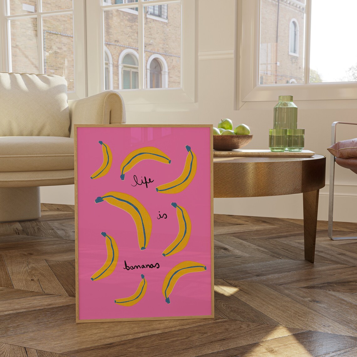 Life Is Bananas Quote Art Print, Preppy Decor - Image 3