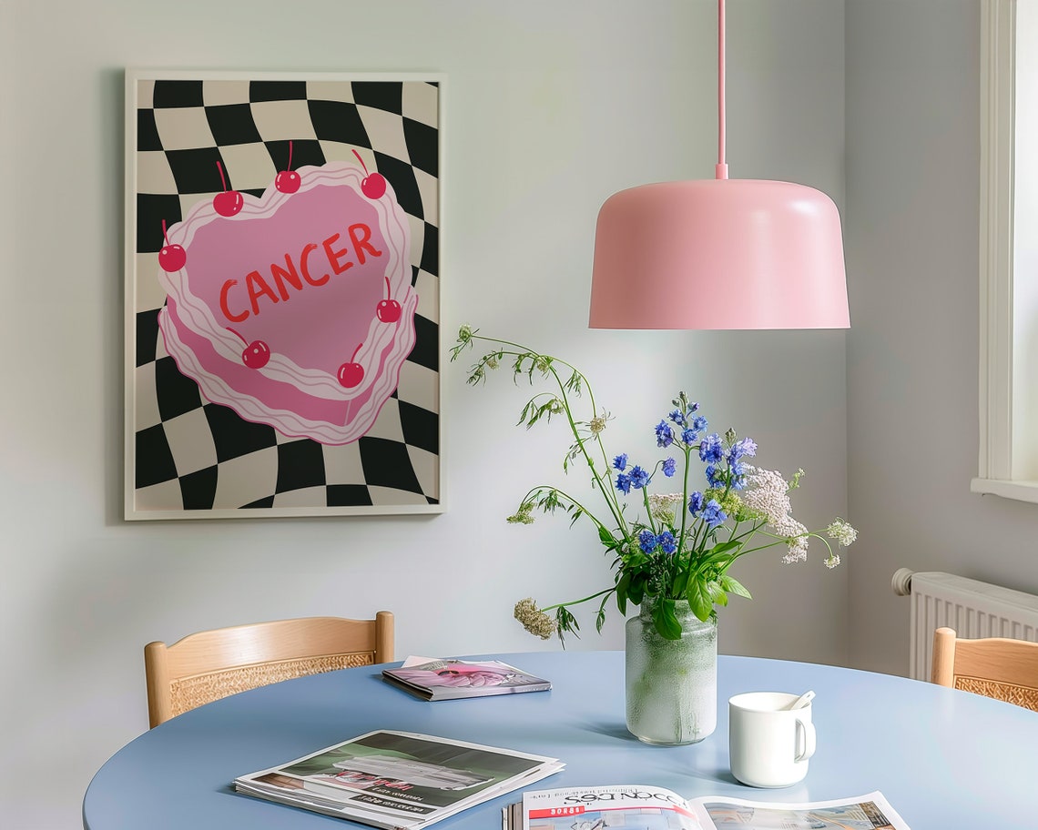 Cancer Cake Art Print Cancer Poster Cancer Art Zodiac Cancer Cake Print Cancer Wall Art Cancer Zodiac Print Heart Cake Print - Image 5