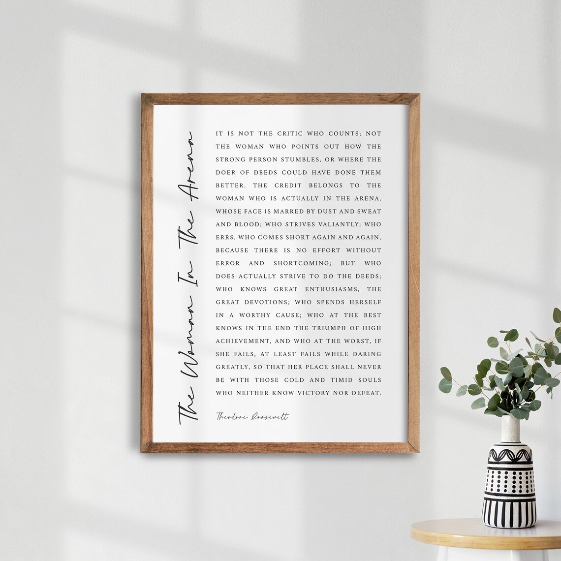 The Woman In The Arena Bold Roosevelt Quote Feminist Art Poster