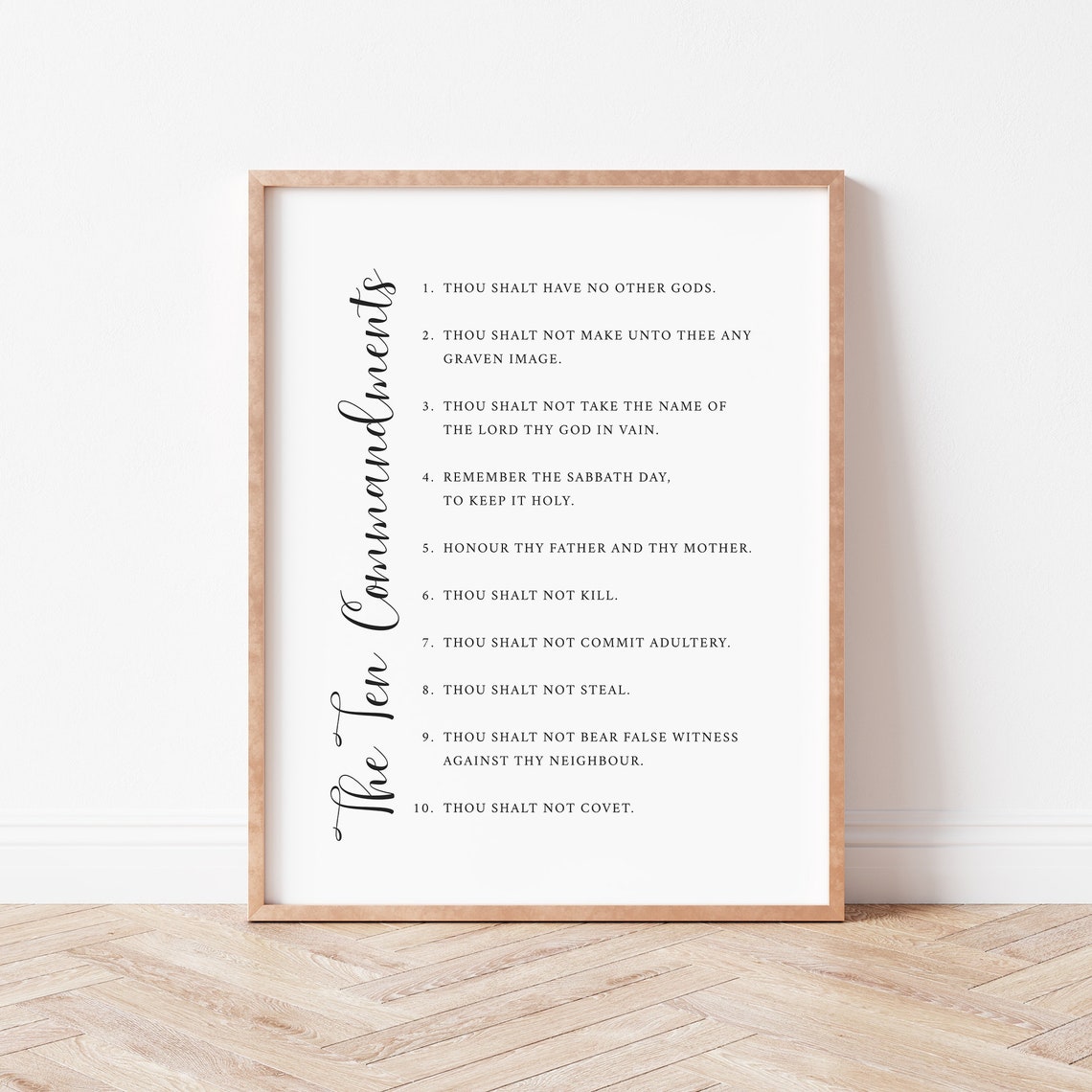 The Ten Commandments Numbered List Typography Scripture Wall Art - Image 2