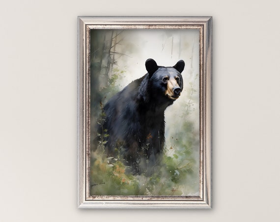 Watercolor Bear Art Print, Forest Animal Painting