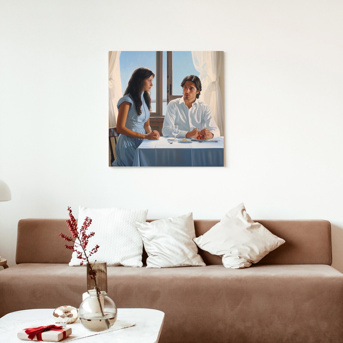 Love Couple At Table, Romantic Wall Decor - Image 3