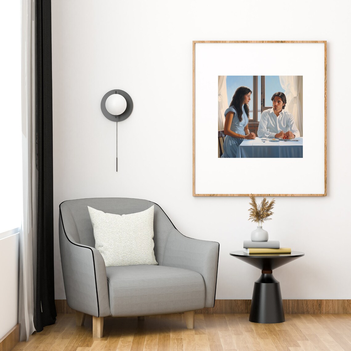 Love Couple At Table, Romantic Wall Decor - Image 2
