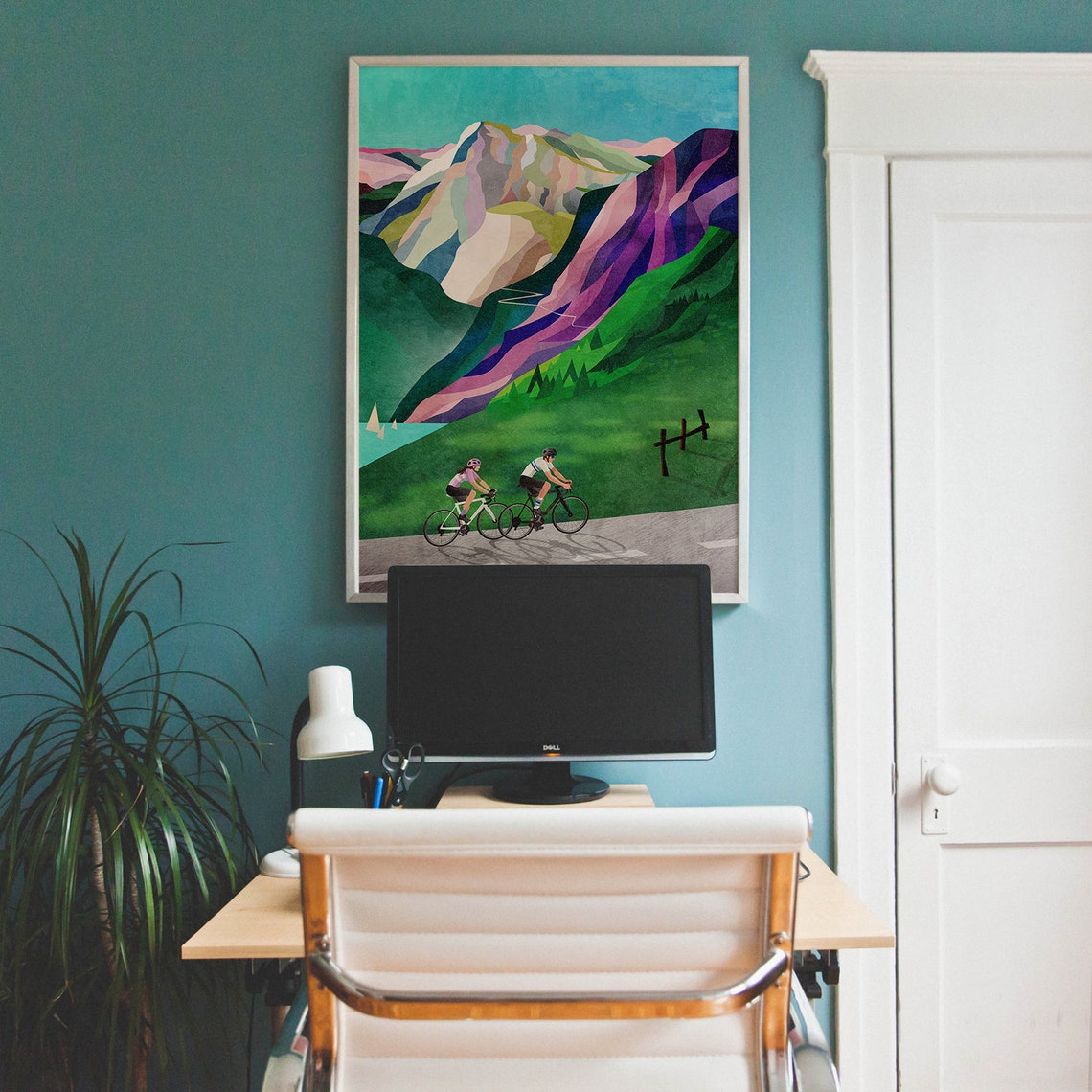 Cycling Couple Alpine Ascent Art Print - Image 2