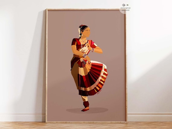 Arangetram Bharatanatyam Dancer Art Print Dance Illustration Poster Gift For Woman