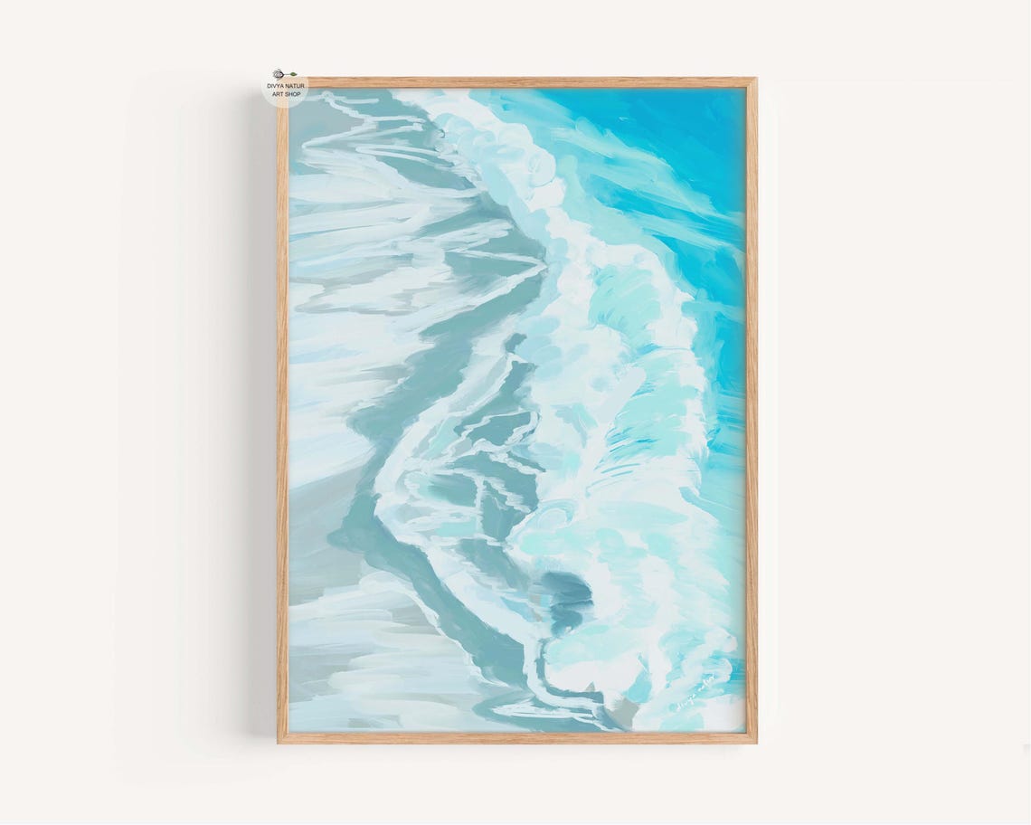 Aerial Ocean Wave White Foam Turquoise Surf Coastal Art Print