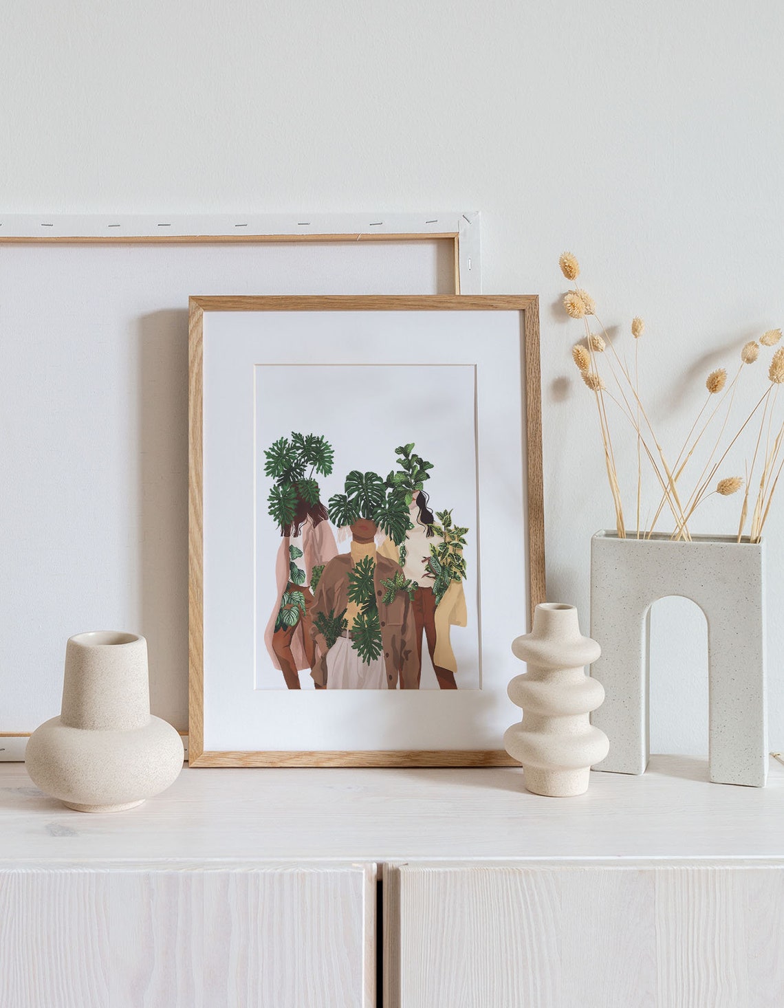 Three Women Leaf Heads Fashion Botanical Plant Lady Group Poster - Image 2