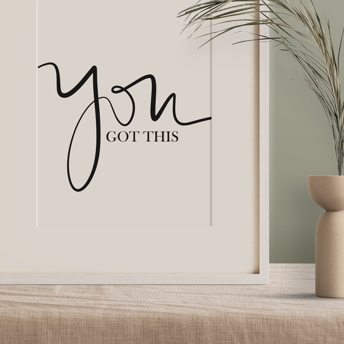 You Got This Typography Art Print, Black White - Image 2