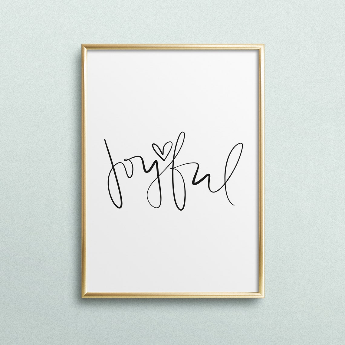 Joyful Heart Calligraphy Happiness Minimalist Word Art Poster