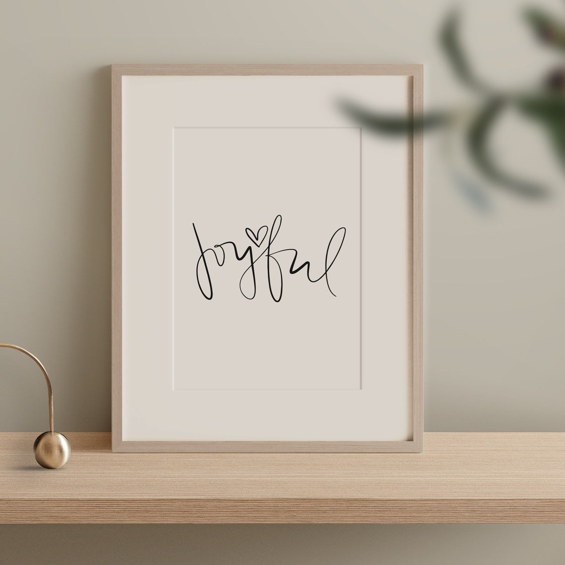 Joyful Heart Calligraphy Happiness Minimalist Word Art Poster - Image 2