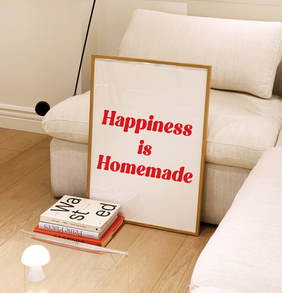 Happiness is Homemade Red Typography Minimalist Kitchen Quote Poster - Image 2